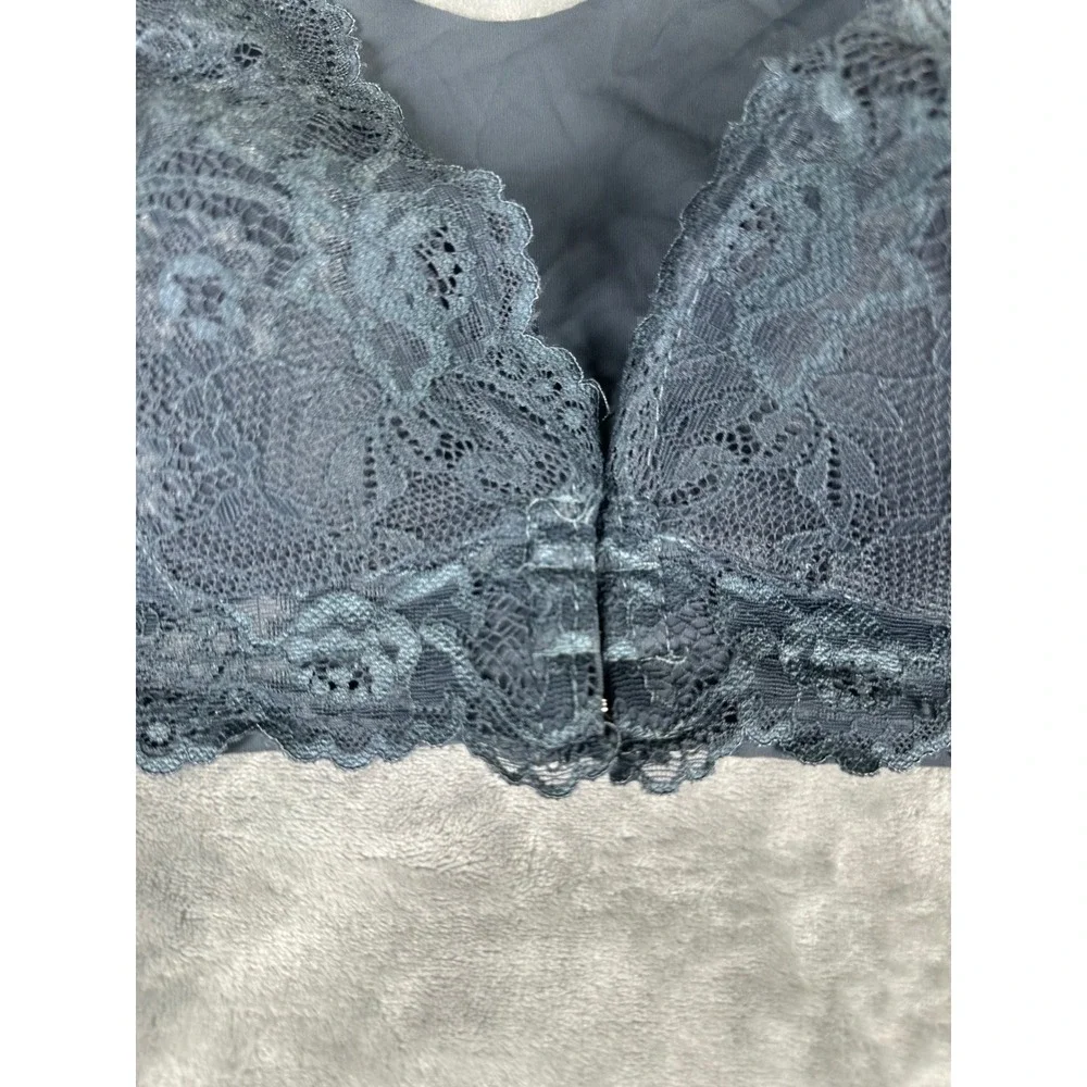 Unbranded Bralette Womens‎ Medium Gray Front-Hook Lace Seamless Comfort Bra